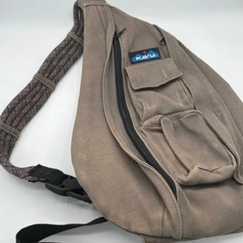 KAVU Rope Bag Brown Canvas Sling Backpack Crossbody Gorpcore Hiking Granola Girl
